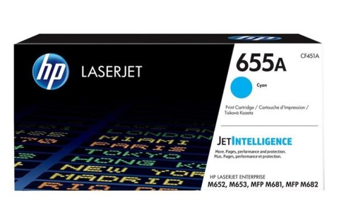 Oryginalny Toner Cyan HP Color LaserJet Enterprise M652, M653, M681 MFP, M682 MFP (655A CF451A)