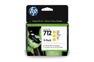 Oryginalny Tusz Yellow HP 712 Trójpak (3ED79A)