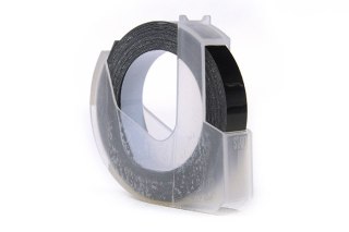 Taśma 3D JetWorld Zamiennik Dymo Białe na Czarnym (do wytłaczania, emboss) 9mm x 3m (S0898130)