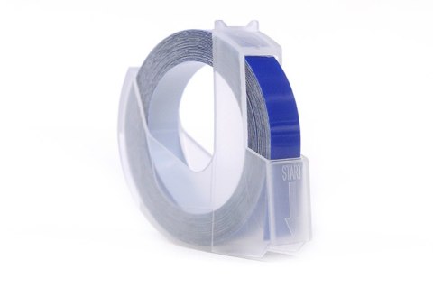 Taśma 3D JetWorld Zamiennik Dymo Białe na Niebieskim (do wytłaczania, emboss) 9mm x 3m (S0898140)
