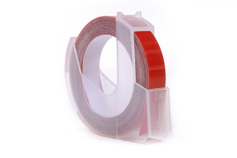 Taśma 3D JetWorld Zamiennik Dymo Biały na Czerwonym (do wytłaczania, emboss) 9mm x 3m (S0898150) (10szt.)