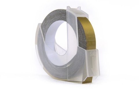 Taśma 3D JetWorld Zamiennik Dymo Biały na Złotym (do wytłaczania, emboss) 9mm x 3m (S0898190)