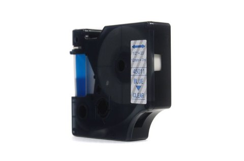 Taśma JetWorld Zamiennik Dymo D1 Niebieski na Przezroczystym 12mm x 7m LM100, LM100+, LM200, LM300, LM400, LM420P, LM350, LM350D