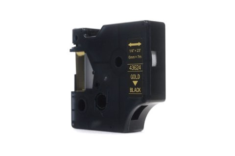 Taśma JetWorld Zamiennik Dymo D1 Złoty na Czarnym 6mm x 7m LM100, LM100+, LM200, LM300, LM400, LM420P, LM350, LM350D, LM360D, LM